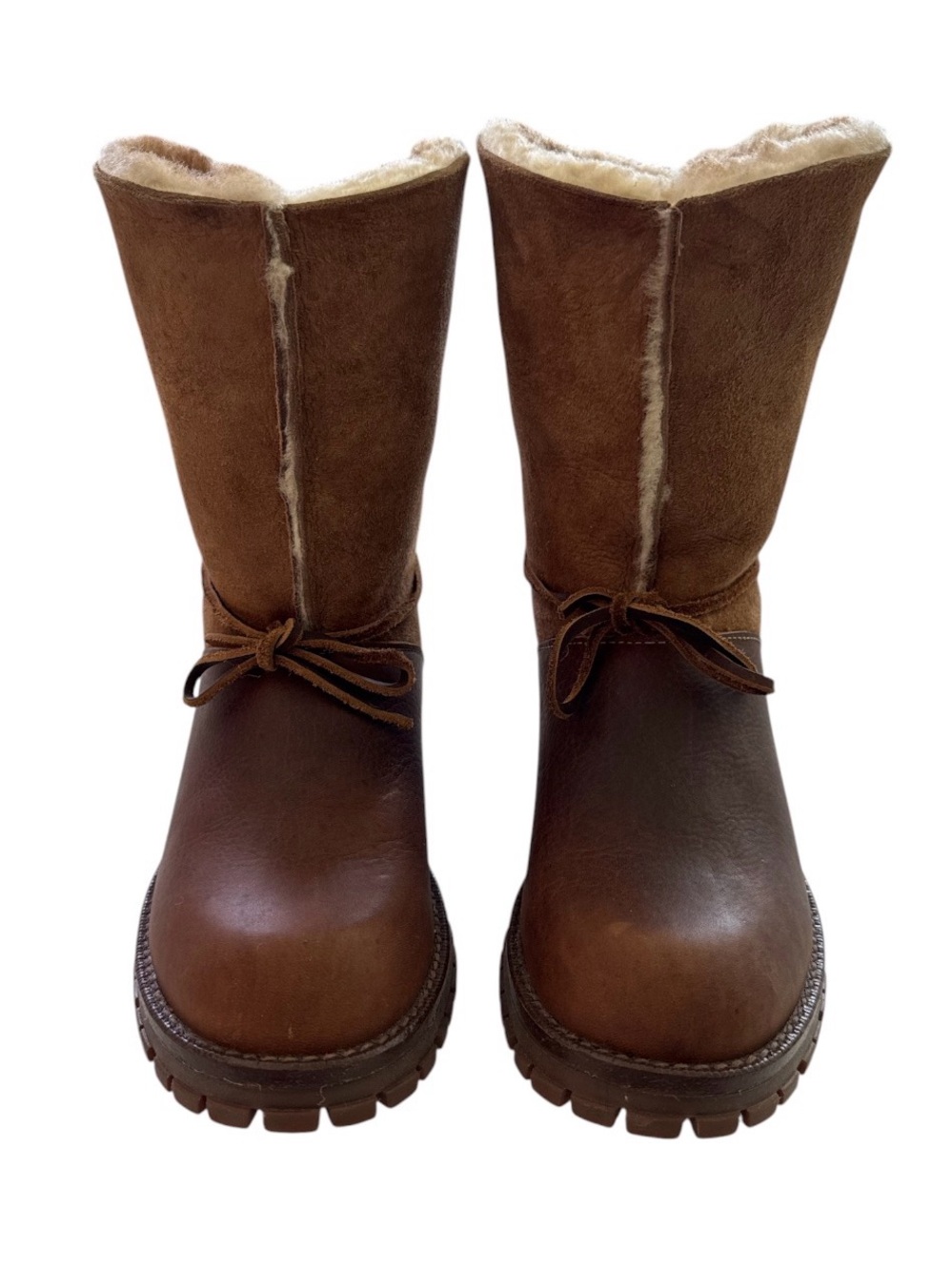 Don Diego Vintage Leather Sheepskin Shearling Foldable Winter Boots Size 6.5